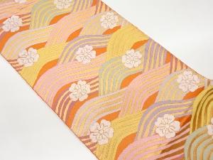 波に桜散らし模様織出し袋帯